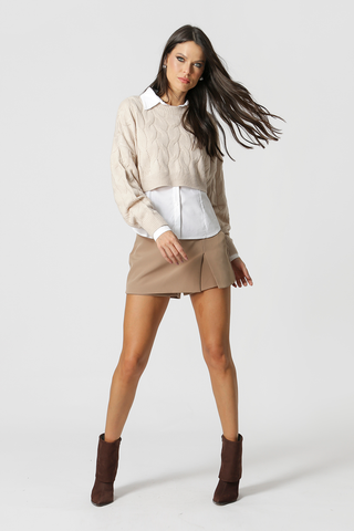 Blusa Cropped De Tricot - AREIA