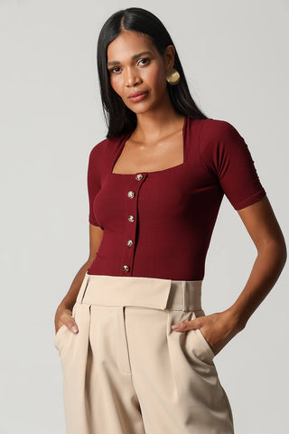 Blusa con botonadura delantera - WINE ESC