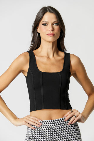 Top básico tipo corsé - NEGRO