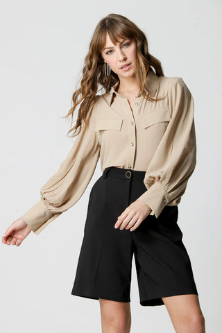 Camisa Com Manga Longa Bufante - AREIA 3