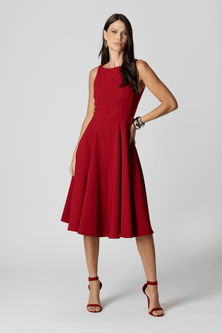 Vestido Godê Acinturado - VINHO ESC