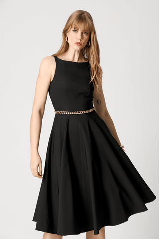Vestido Godê Acinturado - PRETO