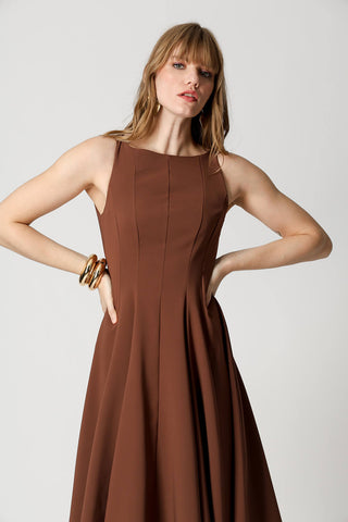 Vestido Godê Acinturado - TABACO