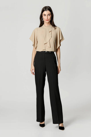 Blusa Crepe Com Detalhe De Jabout Assimétrico - AREIA 3