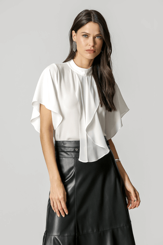 Blusa Crepe Com Detalhe De Jabout Assimétrico - OFF WHITE