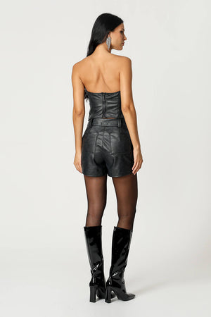 Top Strapless De Couro Sintético