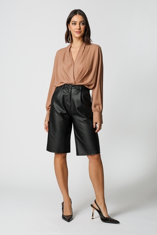 Bermudas con pinzas - NEGRO