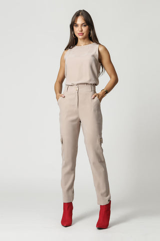 Blusa Sem Manga Tencel - AREIA