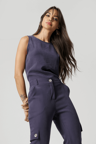 Blusa Sem Manga Tencel - MARINHO