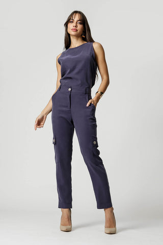 Blusa Sem Manga Tencel - MARINHO