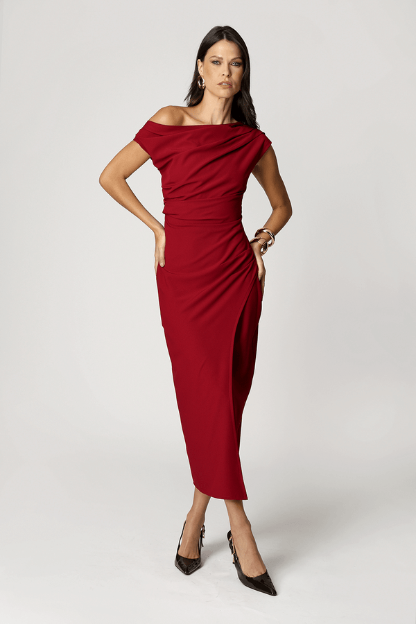 Vestido Assimétrico Com Pregas