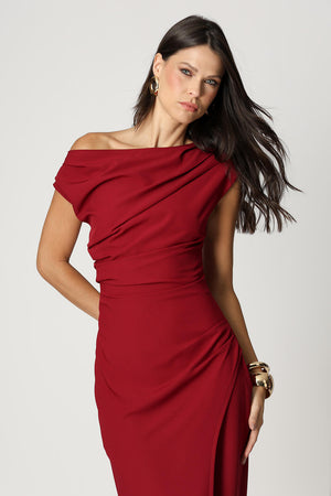 Vestido Assimétrico Com Pregas