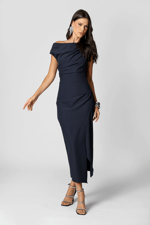 Vestido Assimétrico Com Pregas