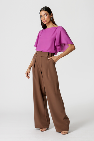 Blusa Com Decote Canoa - ROXO