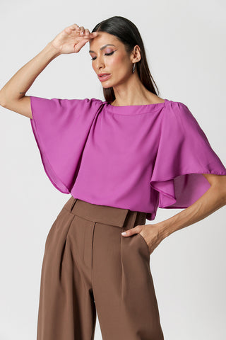 Blusa Com Decote Canoa - ROXO