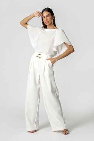 Blusa Com Decote Canoa - OFF WHITE