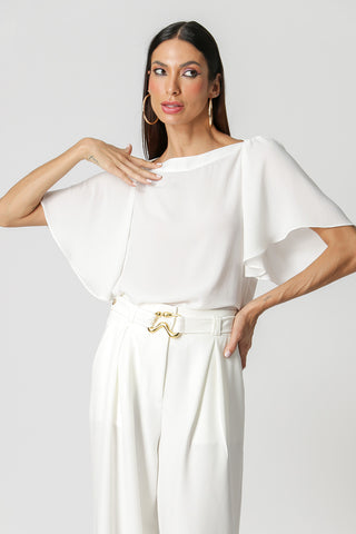 Blusa Com Decote Canoa - OFF WHITE