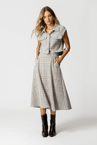 Falda midi de tweed - ARENA 90148