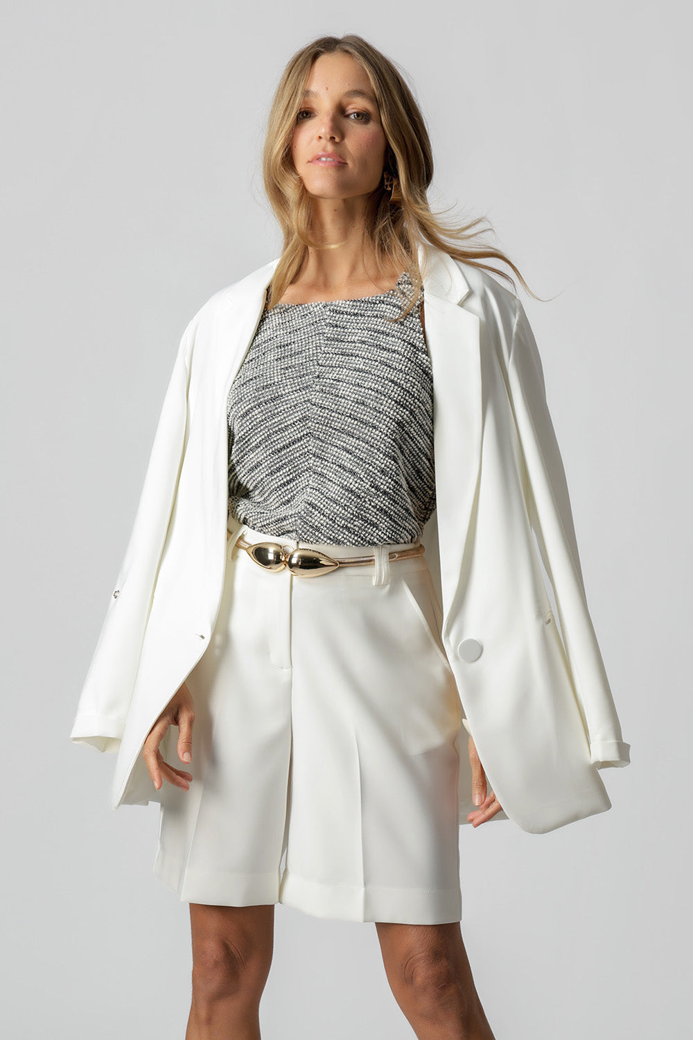 Blusa Alça Larga Tweed