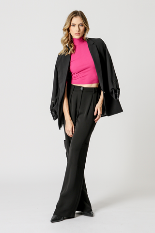 Top corto de punto acanalado - FUCSIA 1