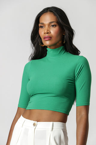 Blusa corta de punto acanalado - FLAG
