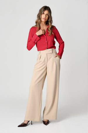 Camisa com Punho Francês e Botões de Strass