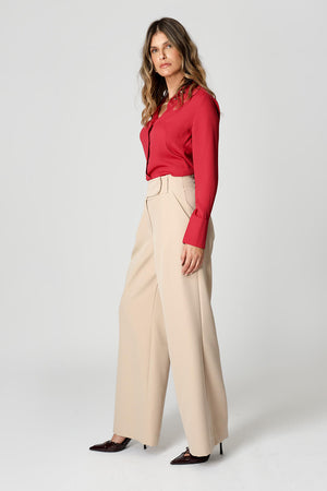 Camisa com Punho Francês e Botões de Strass