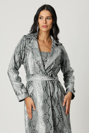 Trench Coat De Couro Sintético