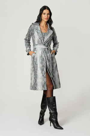Trench Coat De Couro Sintético
