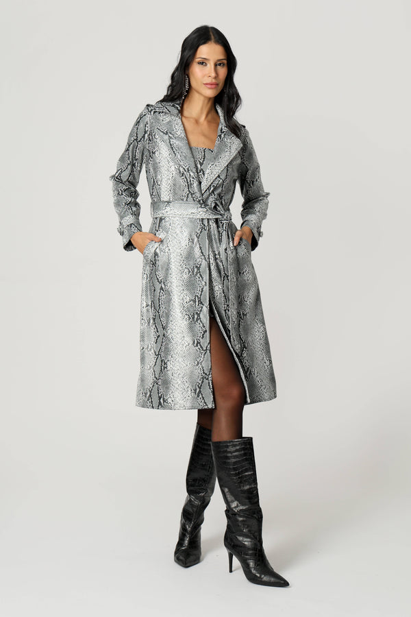 Trench Coat De Couro Sintético