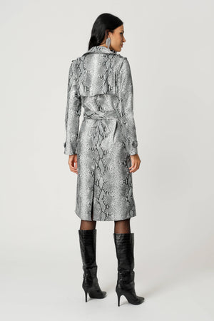 Trench Coat De Couro Sintético