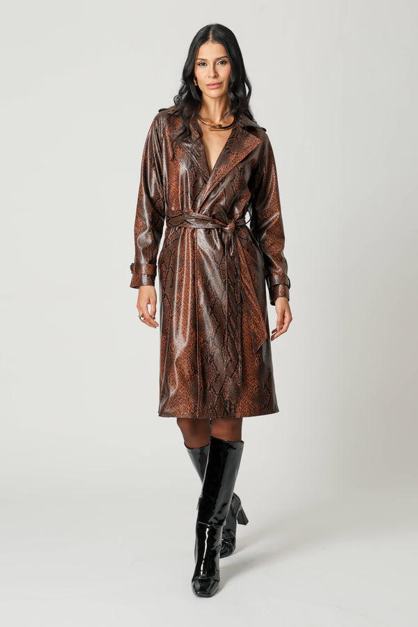Trench Coat De Couro Sintético