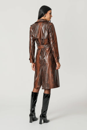 Trench Coat De Couro Sintético