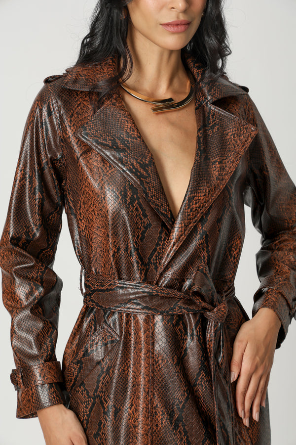 Trench Coat De Couro Sintético