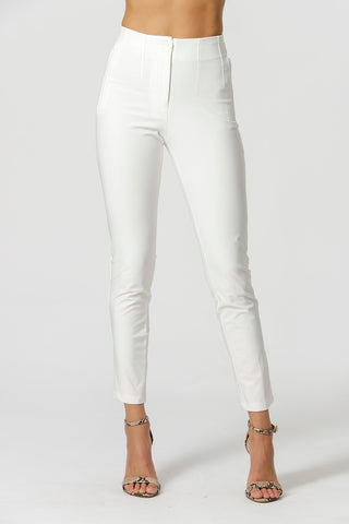 Pantalones pitillo con pinzas - BLANCO ROJO