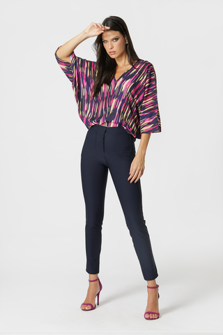 Calça Skinny Com Pences - MARINHO