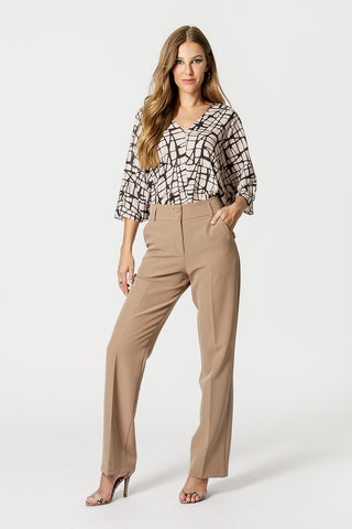 Blusa Manga Ampla Estampado - AREIA 6054