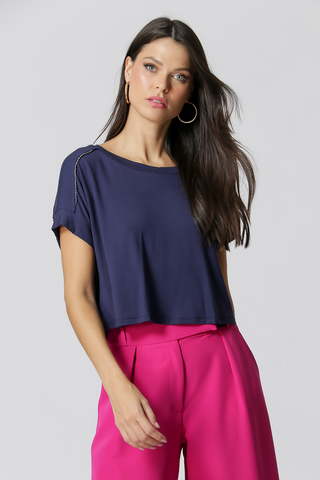 Blusa Cropped Com Detalhes - MARINHO 12