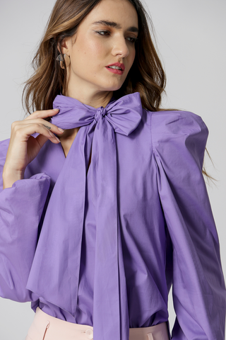 Blusa Manga Longa Com Pregas - LILAS