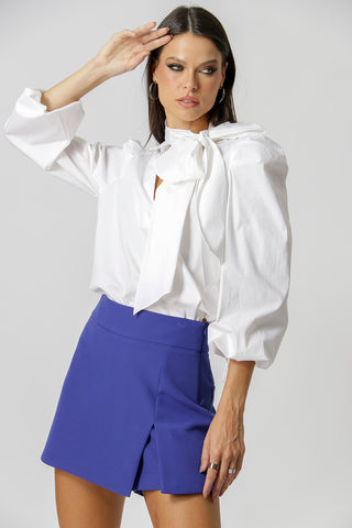 Blusa Manga Longa Com Pregas - BRANCO