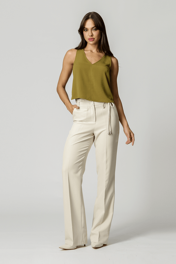 Blusa Com Decote V Sem Manga