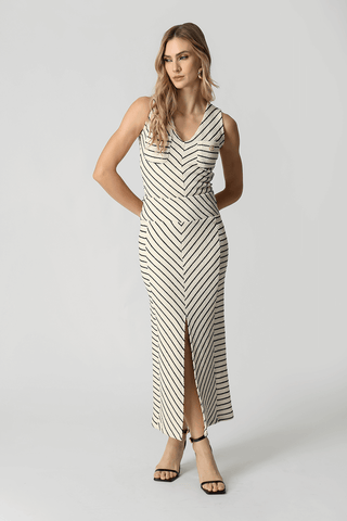 Saia De Tricot Listrado - PRETO 90166