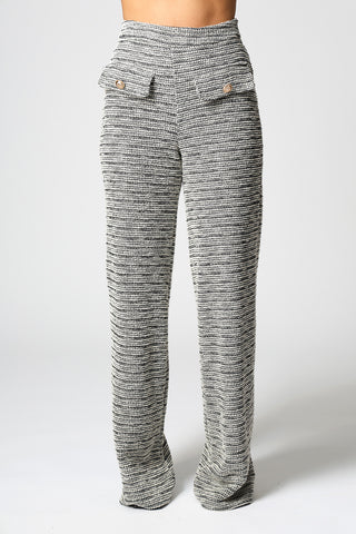 Calça Reta Em Tweed - CINZA 90164