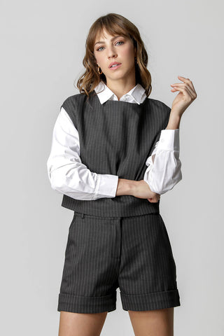 Blusa minimalista de raya diplomática - MESCLA 90147