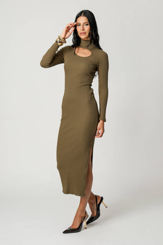 Vestido Gola Alta Com Cutout - MUSGO