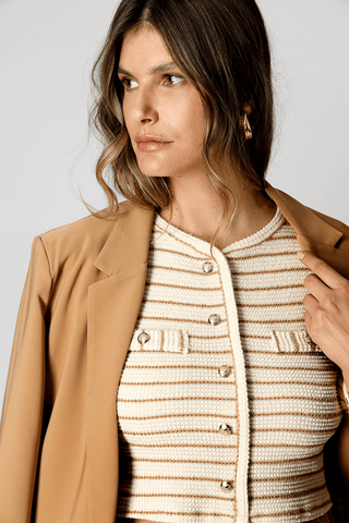Blusa Tricot Listrada Com Lapela - CASTOR 90166