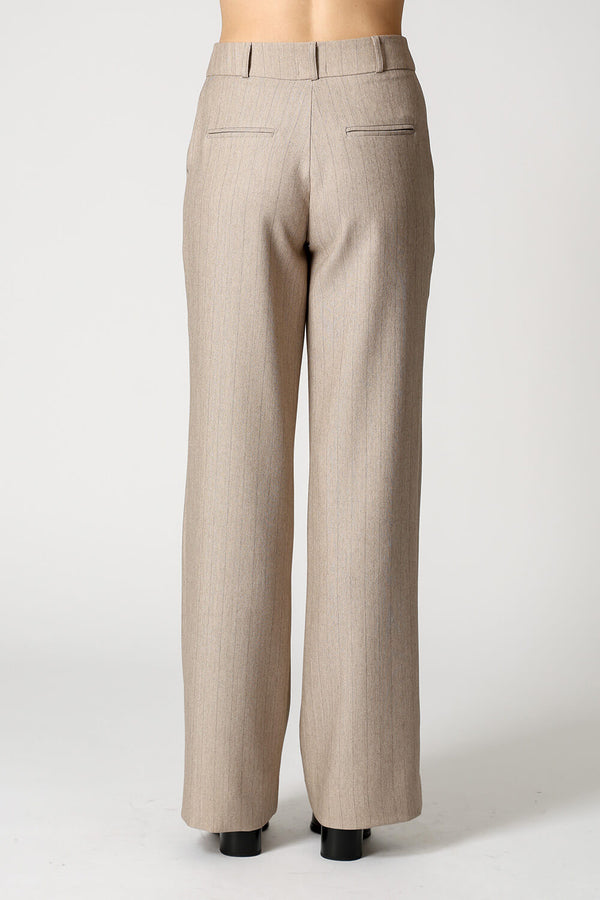 Calça Reta Risca De Giz