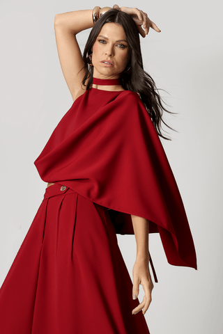 Blusa Túnica com Botões Laterais e Broche - VINHO ESC