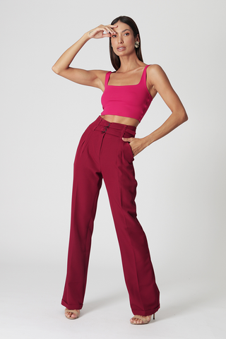 Blusa Decote Quadrado - VINHO