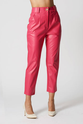 Calça Cenoura Em Couro Sintético - PINK